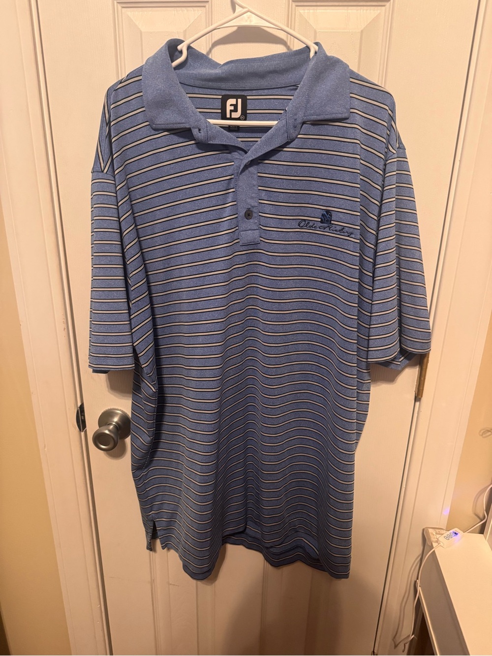 FootJoy Light Blue & Navy Striped Performance Polo